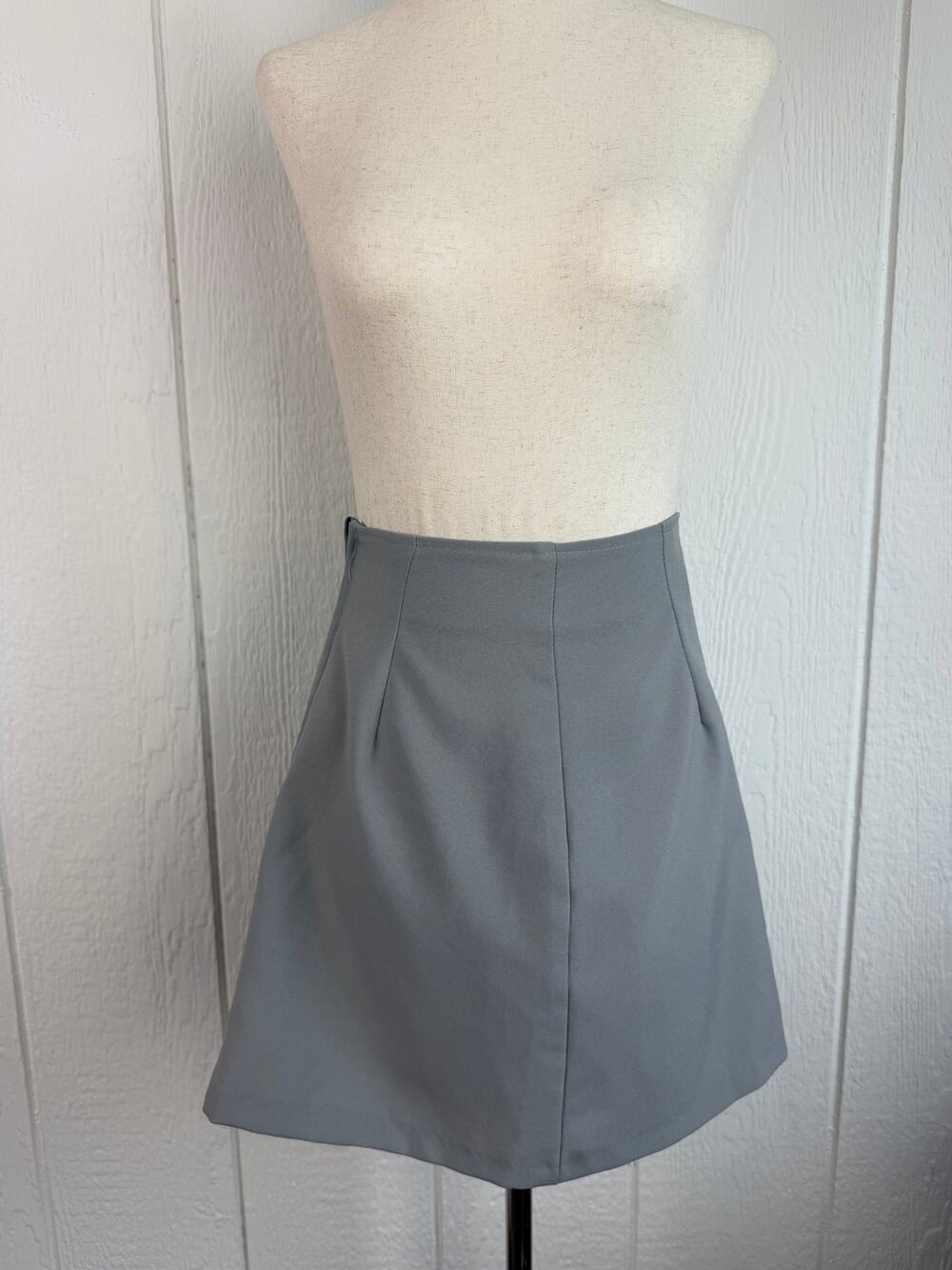 Vintage 90s Gray A Line Mini Skirt High Waist Minimalist Made in Canada Size 3/4